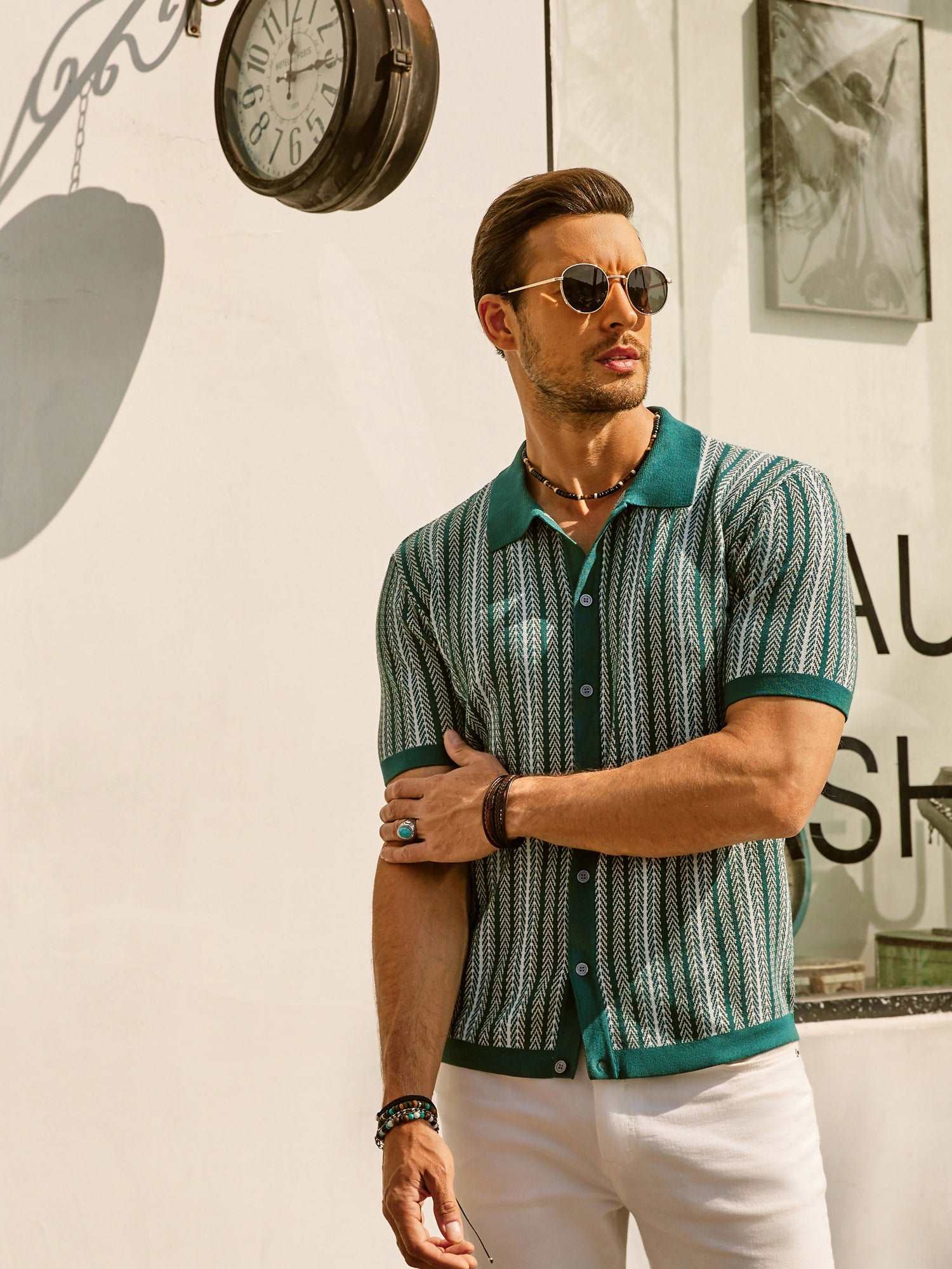 Men's Polo Shirt – Slim Fit – Retro Stripes – Short Sleeve – Breathable Tricot