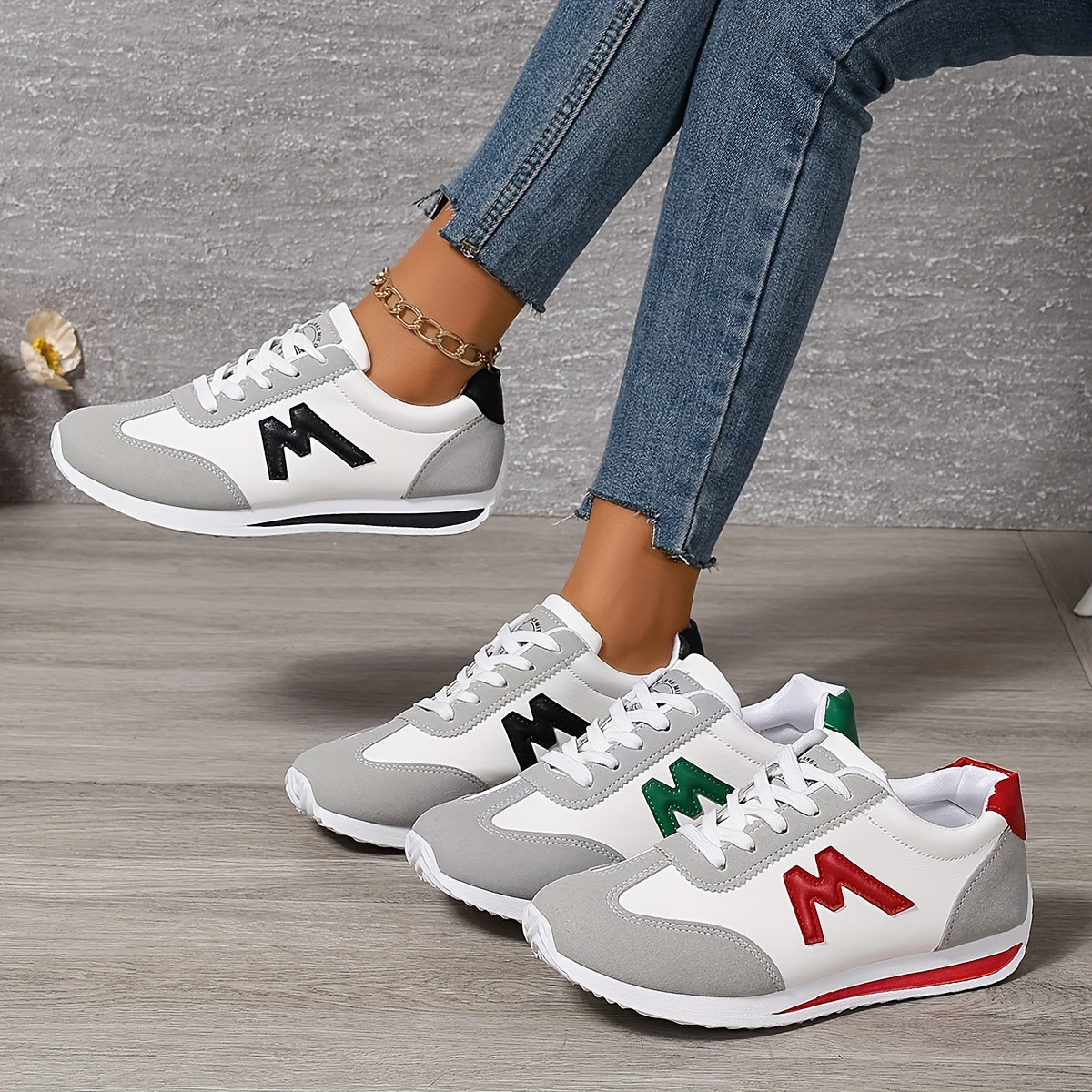 Dames Sneakers - Suède Accenten - Comfortabel - Anti-Slip Zool - Vetersluiting