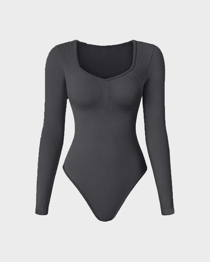 Dames Bodysuit – V-Hals – Lange Mouw – Slim Fit – Elastisch en Comfortabel