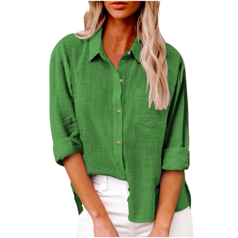 Elvira - Casual blouse met lange mouwen - Ademend katoen - Vrouwelijke pasvorm