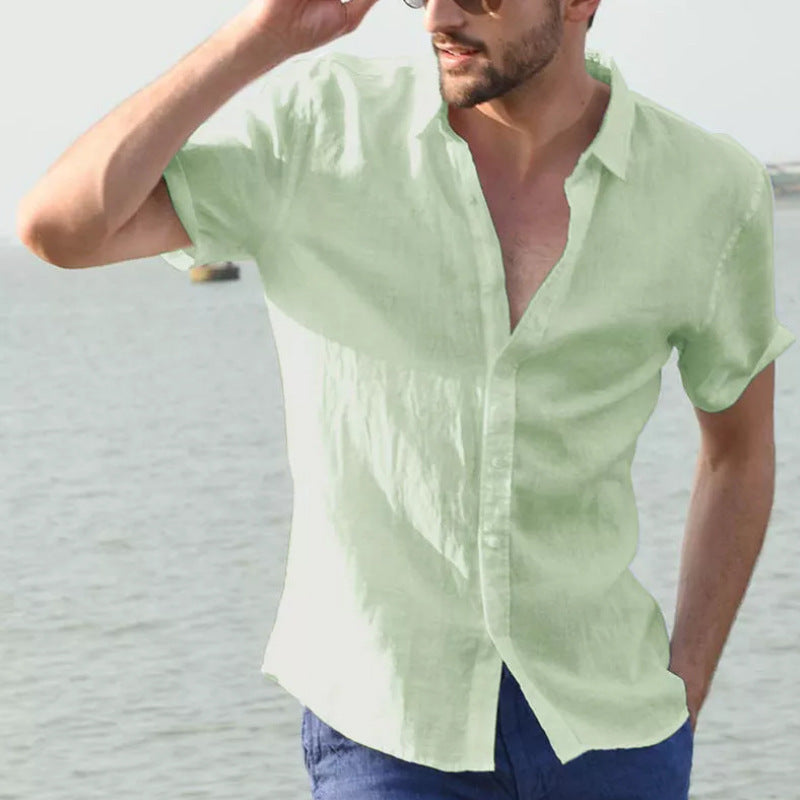 Men's Short Sleeve Shirt – Relaxed Fit – Breathable – Casual Button Style