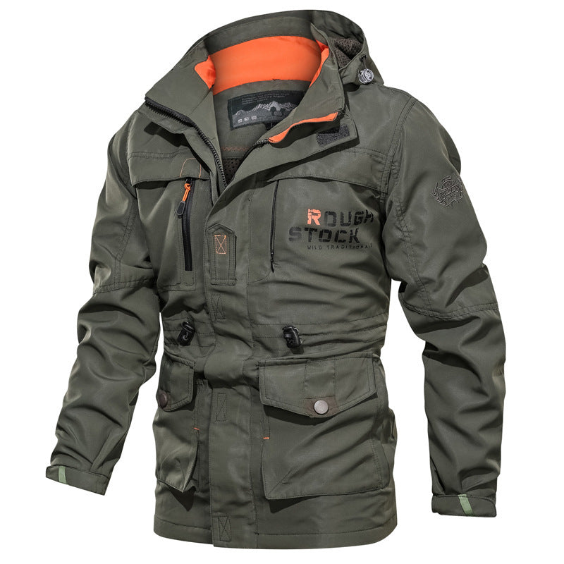 Men's Outdoor Jacket – Water-Repellent – Relaxed Fit – Hood – Many Storage Pockets
