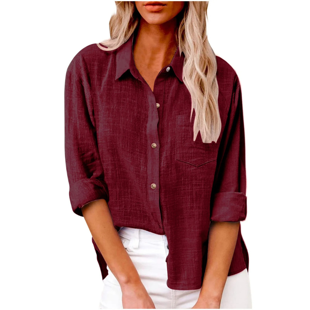 Elvira - Casual blouse met lange mouwen - Ademend katoen - Vrouwelijke pasvorm