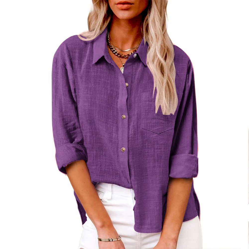 Elvira - Casual blouse met lange mouwen - Ademend katoen - Vrouwelijke pasvorm