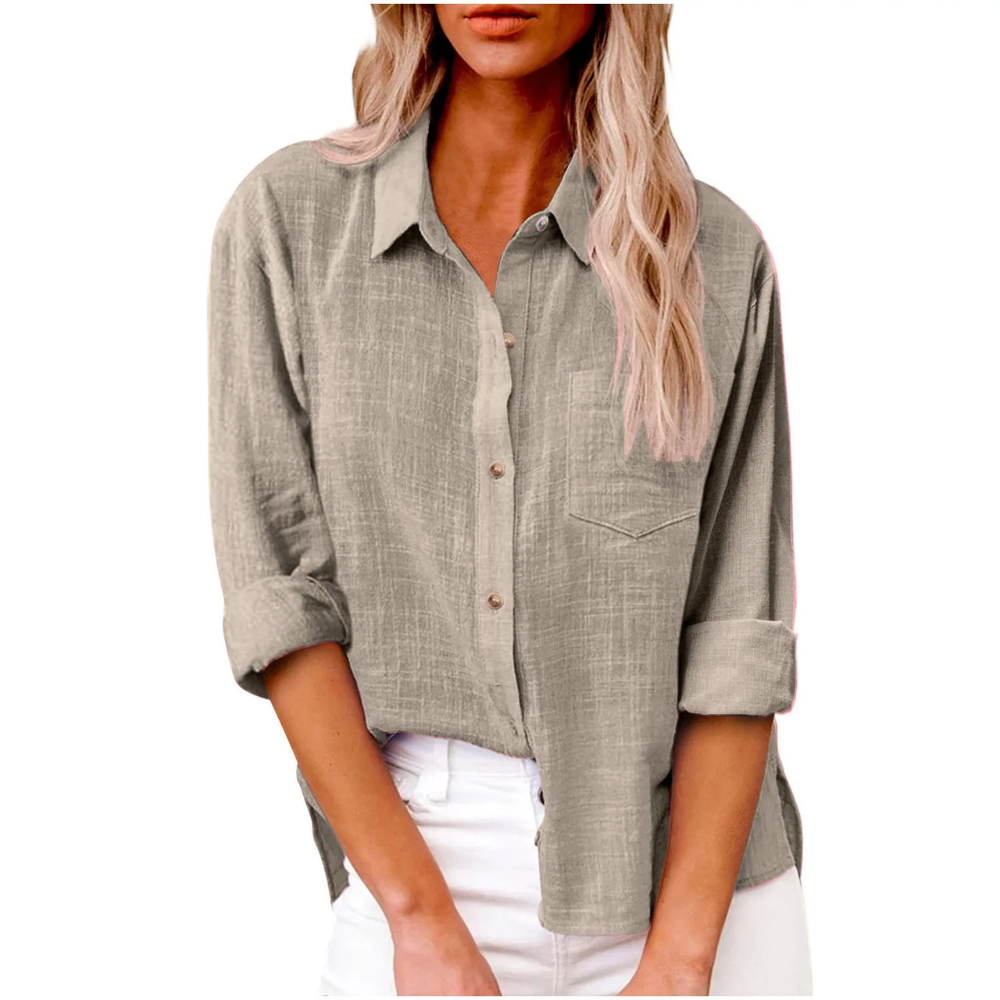 Elvira - Casual blouse met lange mouwen - Ademend katoen - Vrouwelijke pasvorm