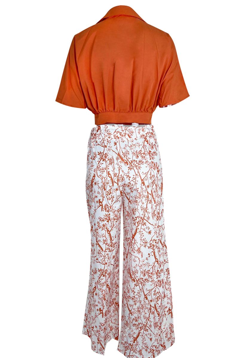 Dames Wijde Broek - Hoge Taille - Natuurprint - Lichtgewicht Katoen - Met Plooien