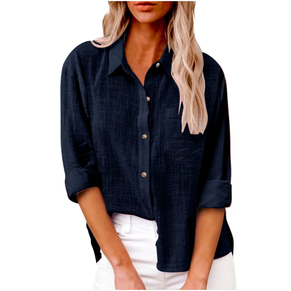 Elvira - Casual blouse met lange mouwen - Ademend katoen - Vrouwelijke pasvorm