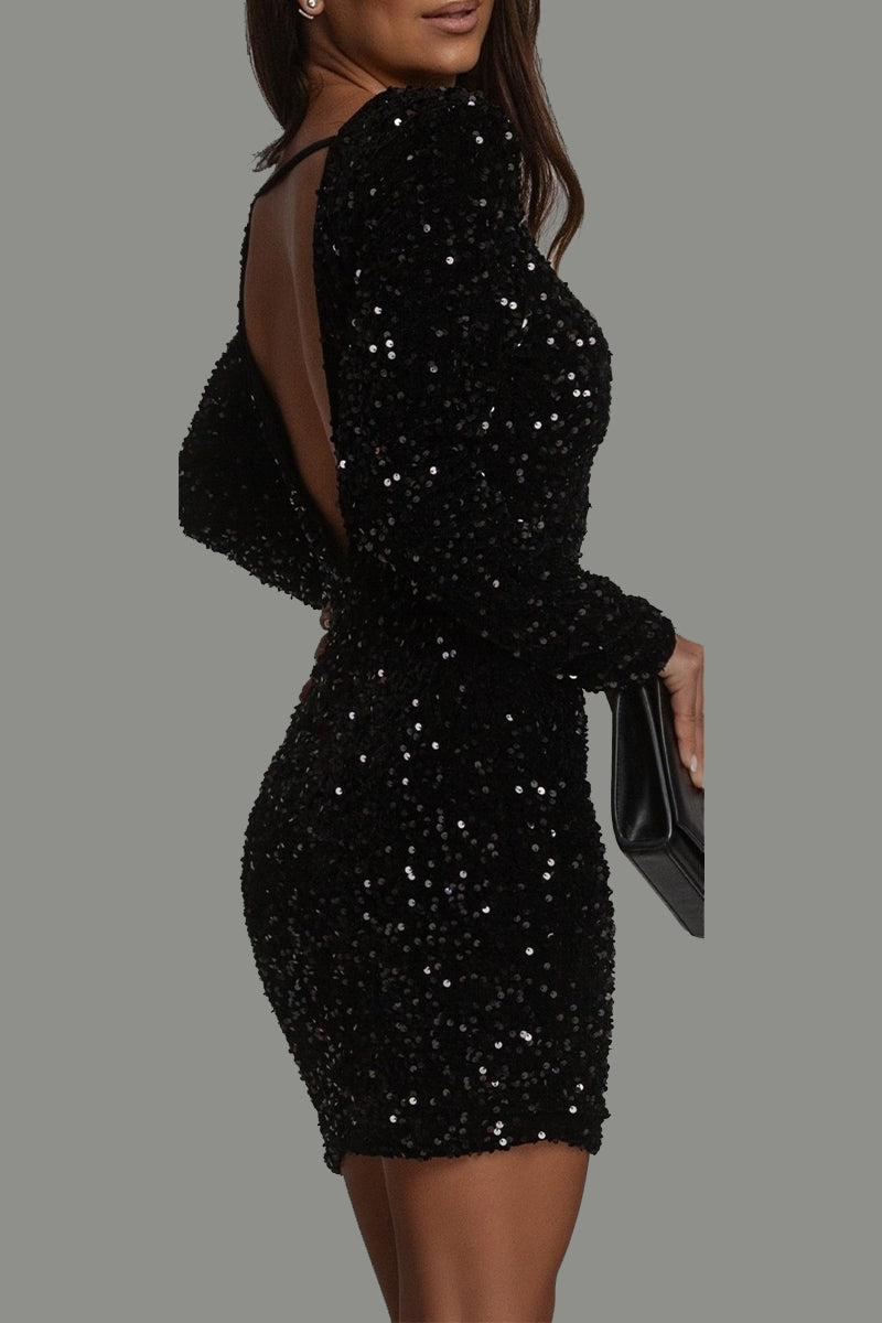 Noélie – Chique winterse backless glitterjurk | Glamoureus, elegant & gedurfd