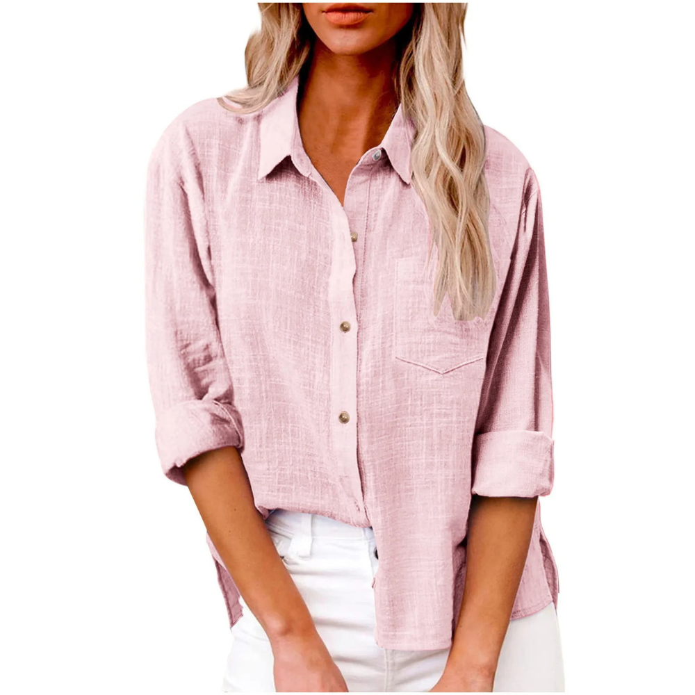 Elvira - Casual blouse met lange mouwen - Ademend katoen - Vrouwelijke pasvorm