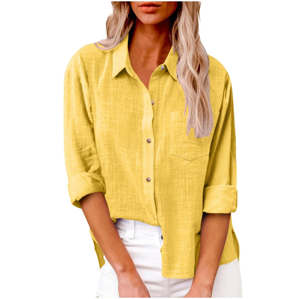 Elvira - Casual blouse met lange mouwen - Ademend katoen - Vrouwelijke pasvorm