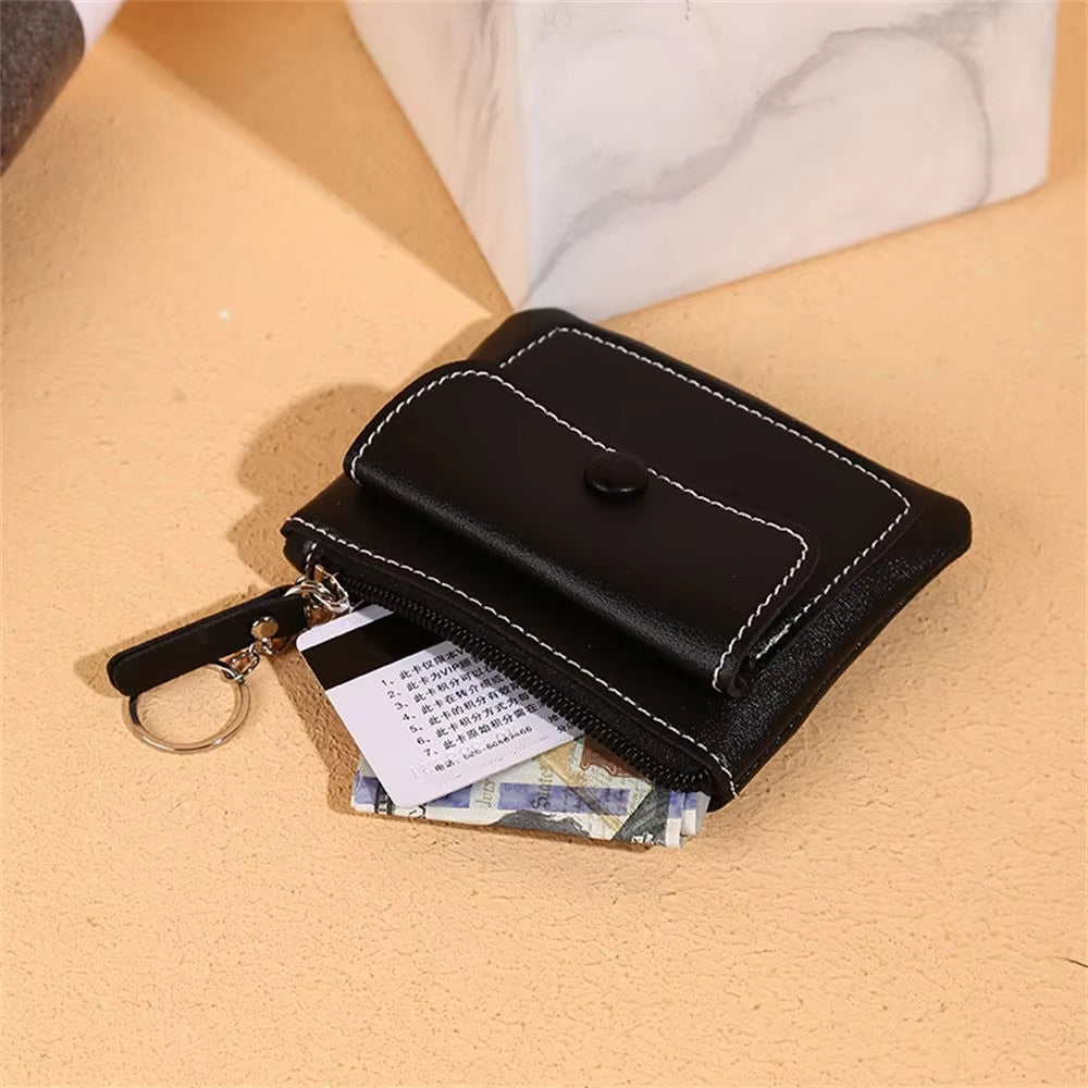 Unisex Portemonnee - Compact Design - PU Leer - Ritssluiting - Sleutelhanger Ring