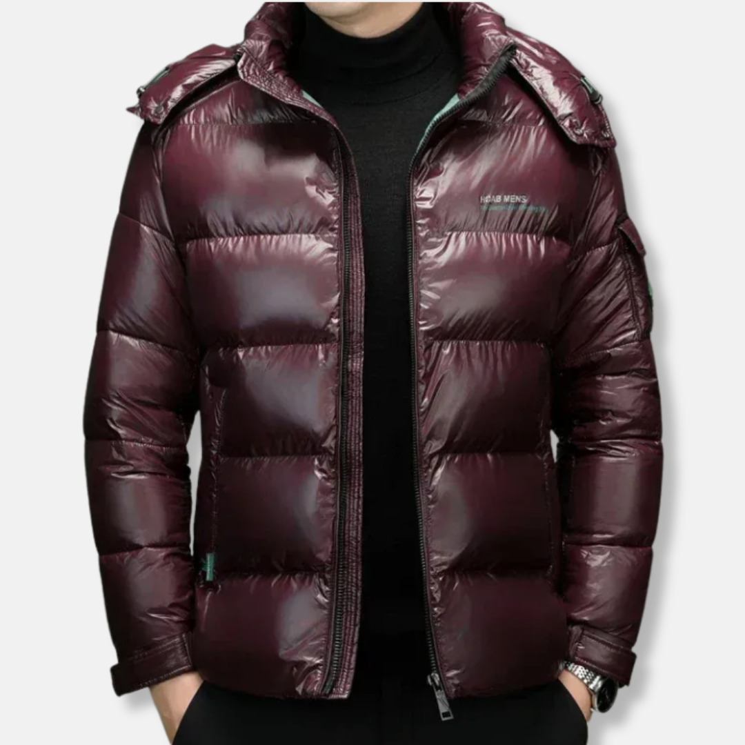 Men's Puffer Jacket – Quilted Design – Regular Fit – Stand-up Collar – Zipper Closure