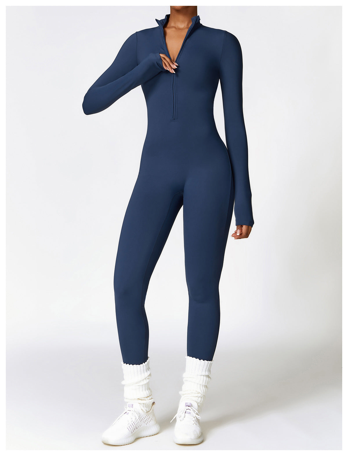 Winter Fleece-lined Yoga Jumpsuit Long Sleeve Warm