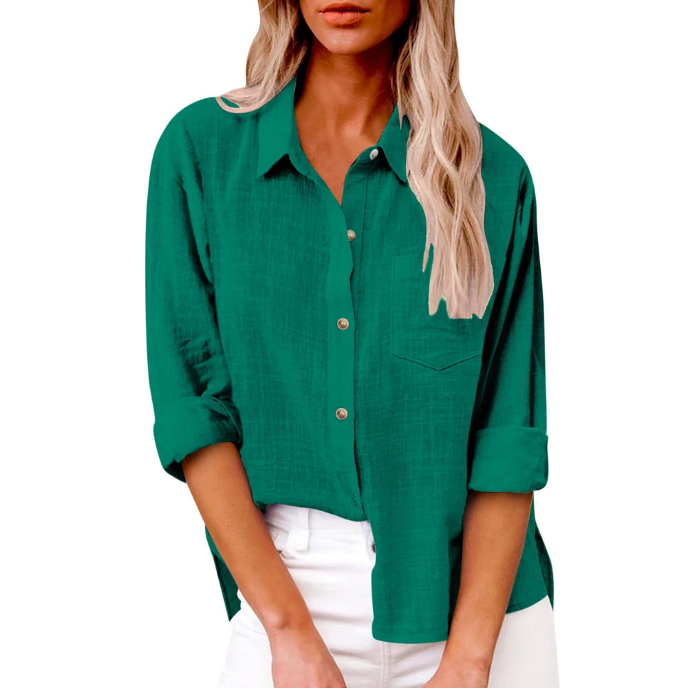 Elvira - Casual blouse met lange mouwen - Ademend katoen - Vrouwelijke pasvorm