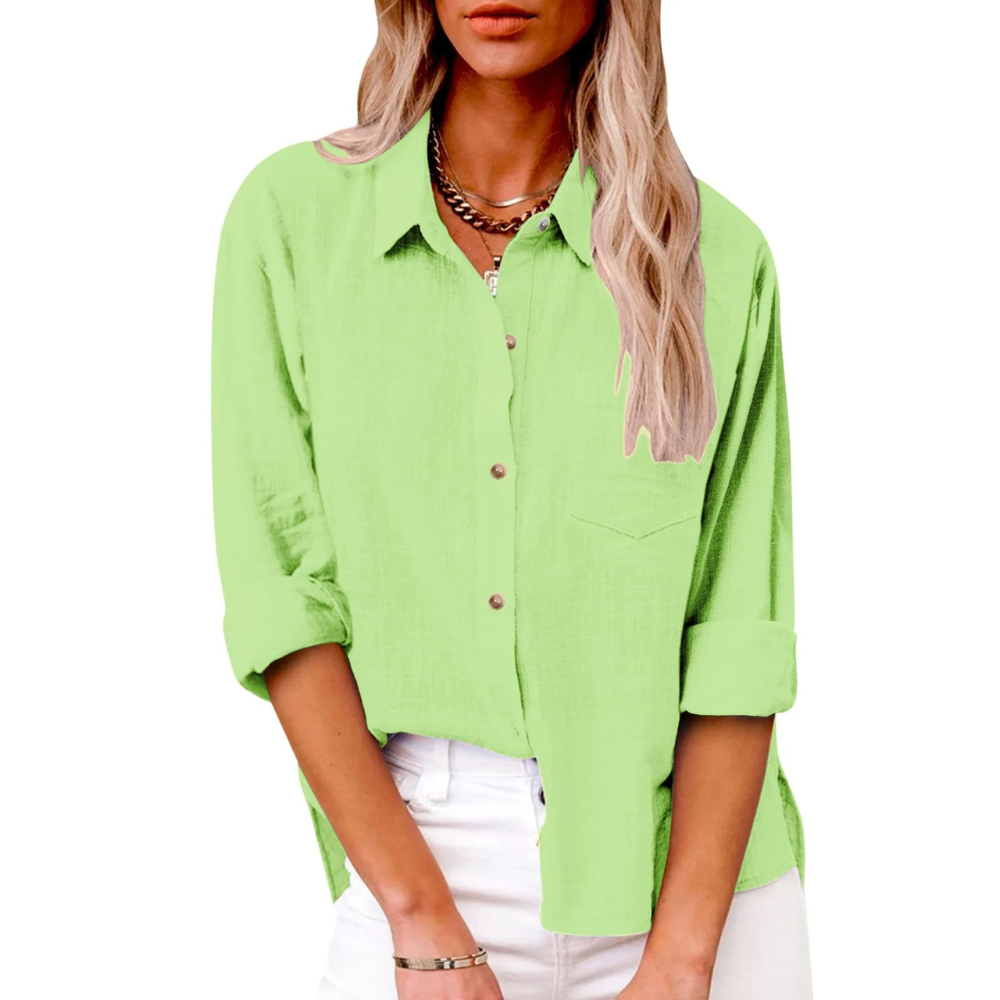 Elvira - Casual blouse met lange mouwen - Ademend katoen - Vrouwelijke pasvorm