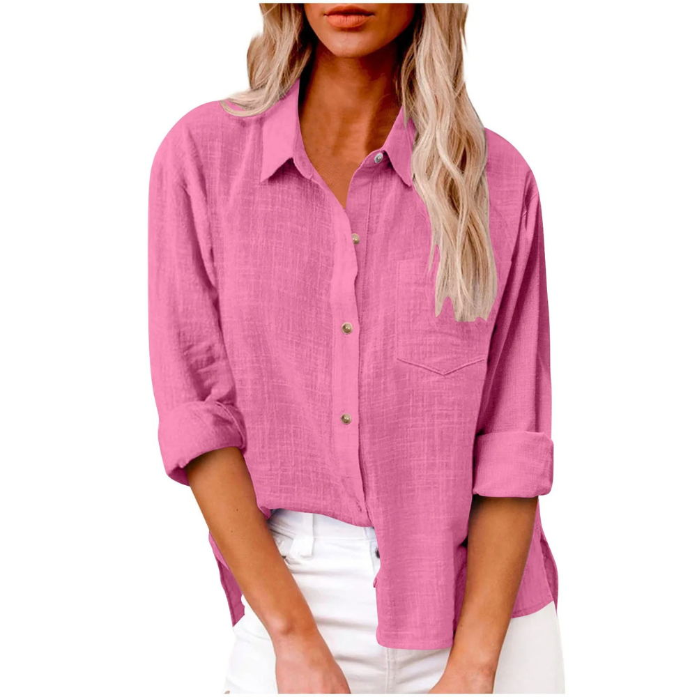 Elvira - Casual blouse met lange mouwen - Ademend katoen - Vrouwelijke pasvorm