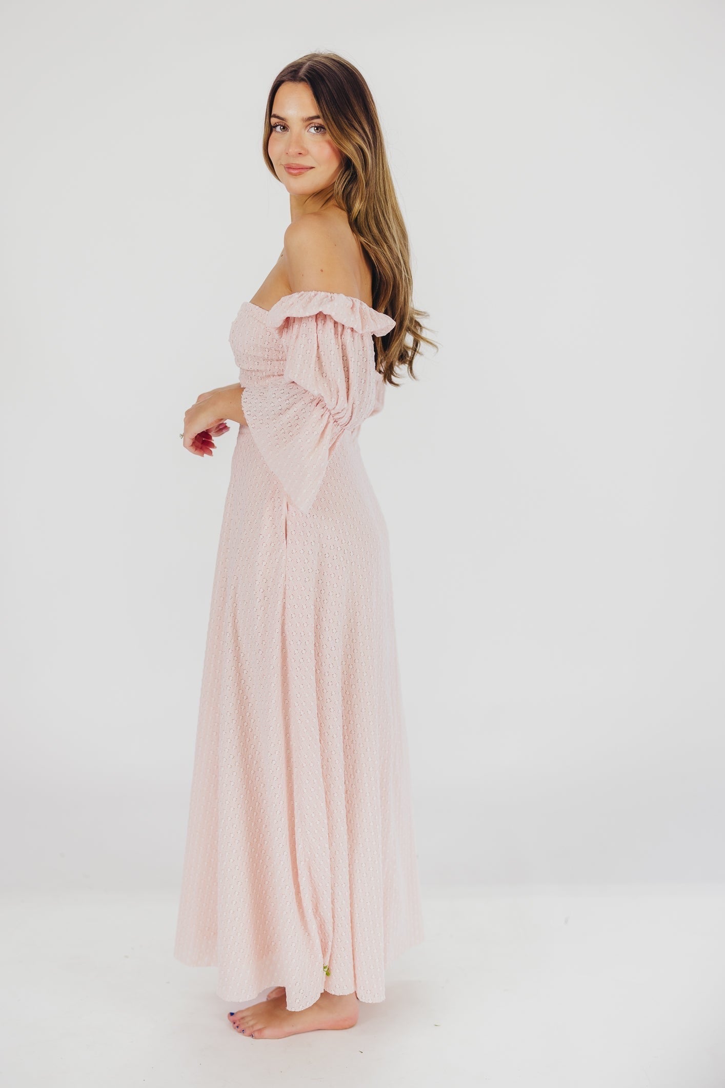 Maisie | Maxi Jurk met Ruches en Open Rug