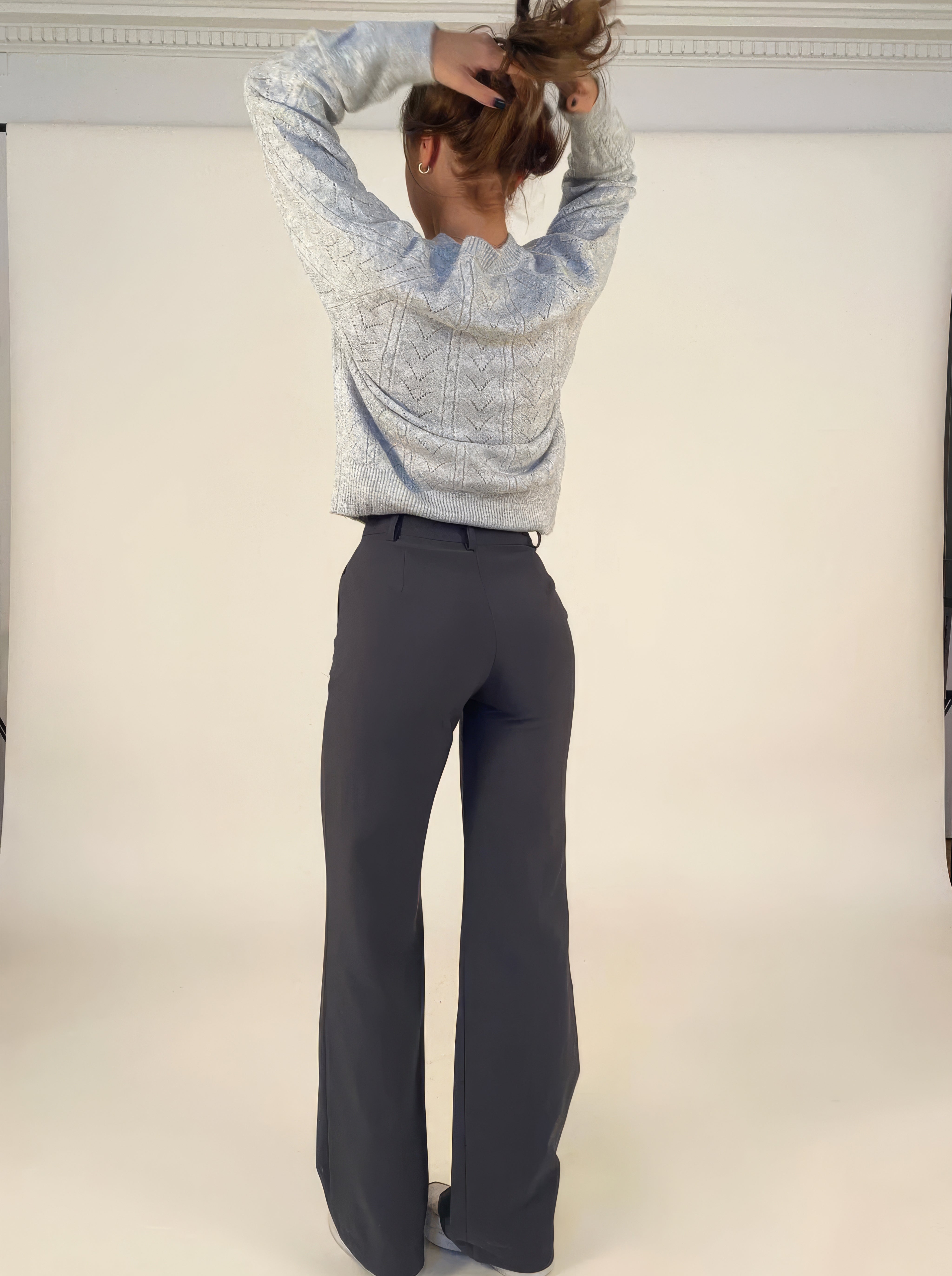 Women's Trousers - High Waist - Wide Legs - With Pockets - Elegant Fit