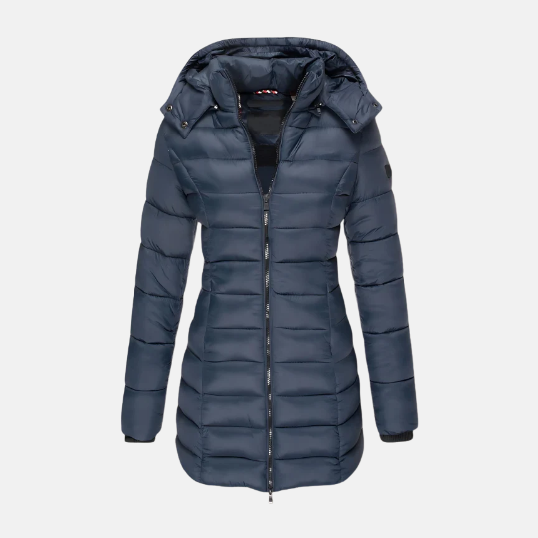 Women's Puffer Jacket – Slim Fit – Padded – Mid-length – With Hood and Ribbed Cuffs