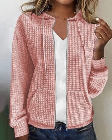 Women's Hooded Jacket – Quilted Fabric – Relaxed Fit – Casual Comfort With Zipper