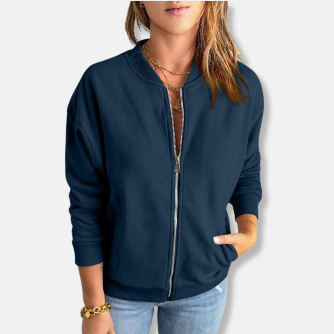 Women's Jacket - Lightweight - Relaxed Fit - Zip - Ribbed Cuffs - Casual Look
