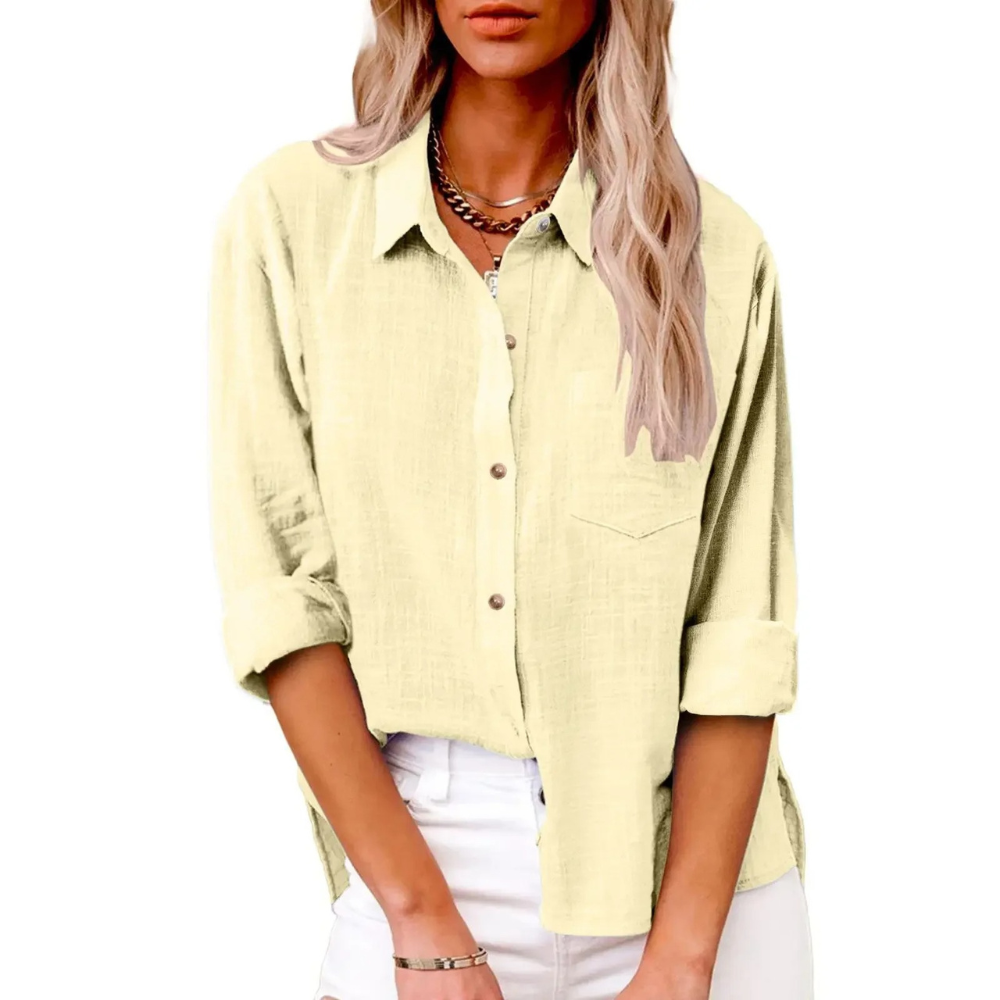 Elvira - Casual blouse met lange mouwen - Ademend katoen - Vrouwelijke pasvorm