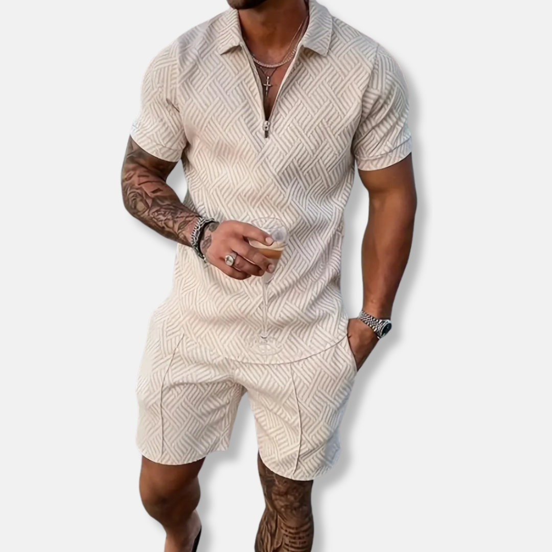 Men's Polo Set – Slim Fit – Breathable Material – Zipper – Casual Look