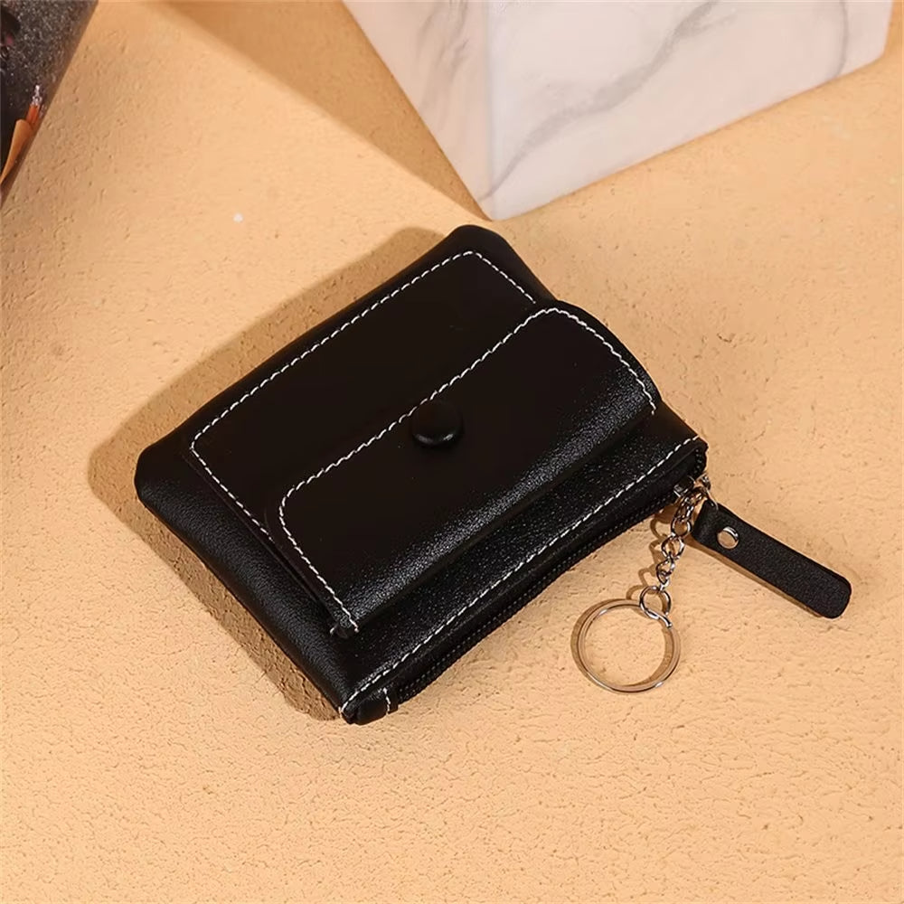 Unisex Portemonnee - Compact Design - PU Leer - Ritssluiting - Sleutelhanger Ring