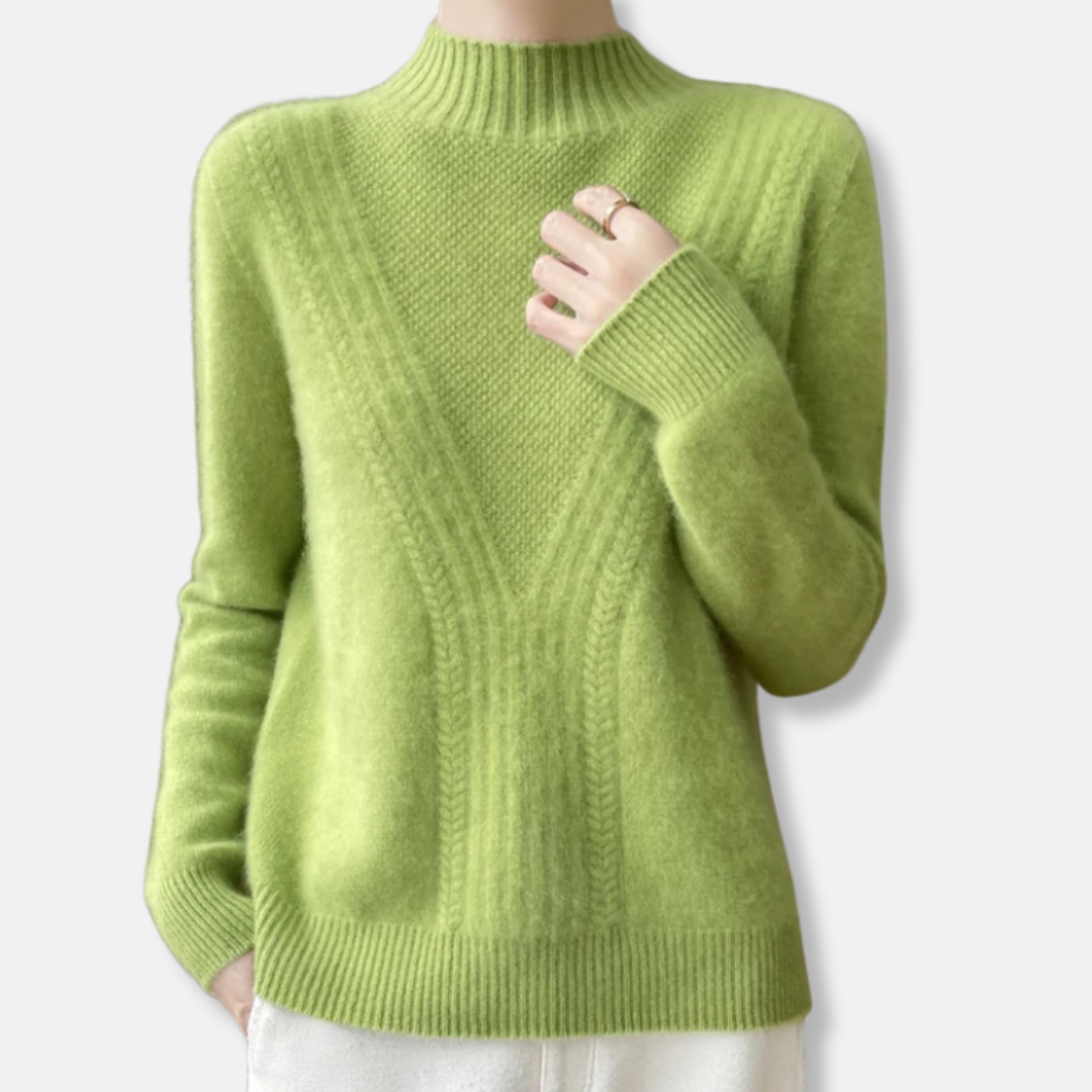 Women's Sweater – Relaxed Fit – Wool Blend – Half-high Collar – Ribbed Knit