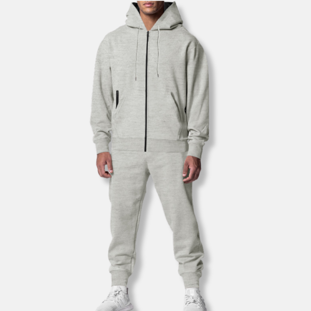 Men's Tracksuit – Hoodie with Zippered Pockets – Relaxed Fit – Ribbed Cuffs