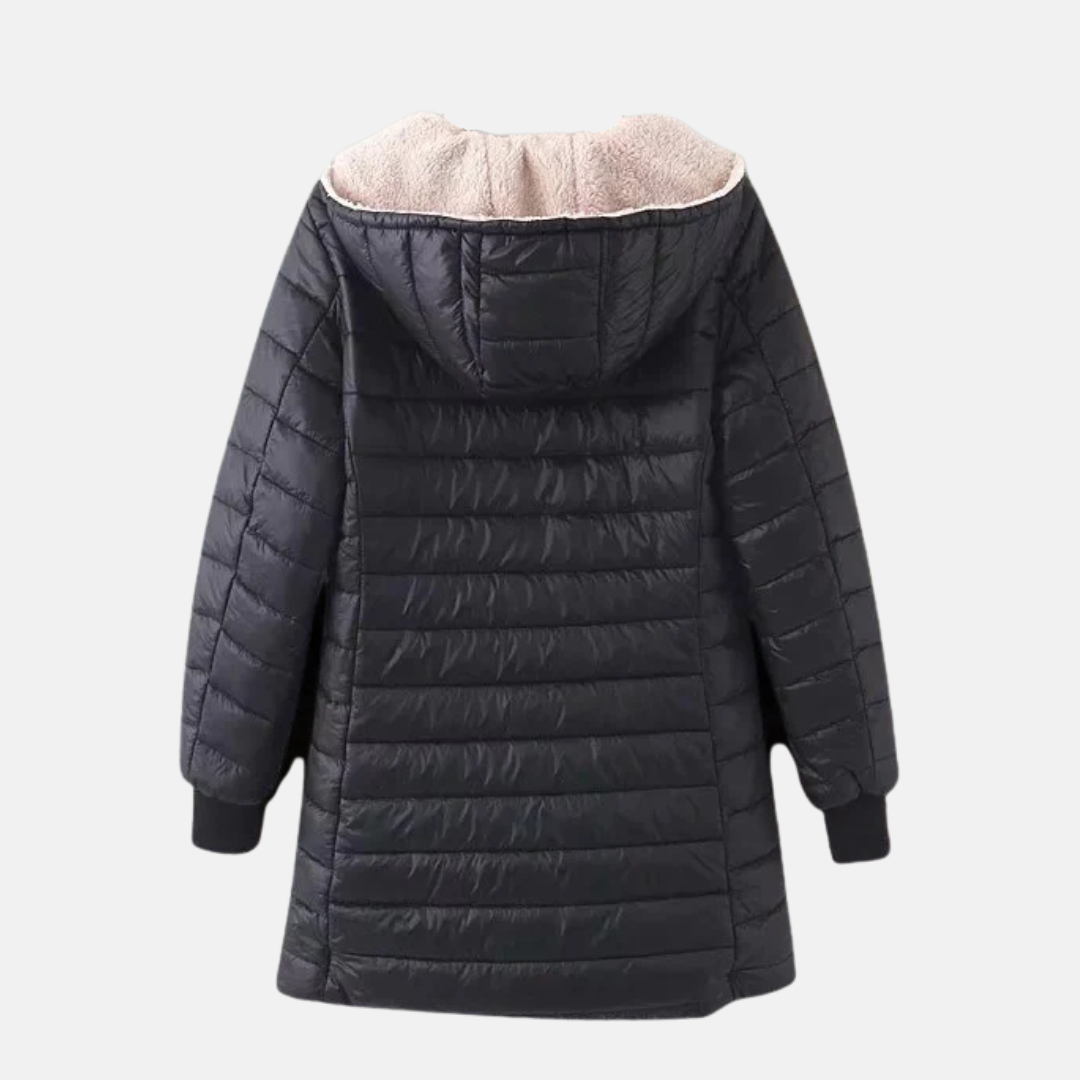 Women's Quilted Jacket – Mid-Length – Relaxed Fit – Fleece Lining – Hood