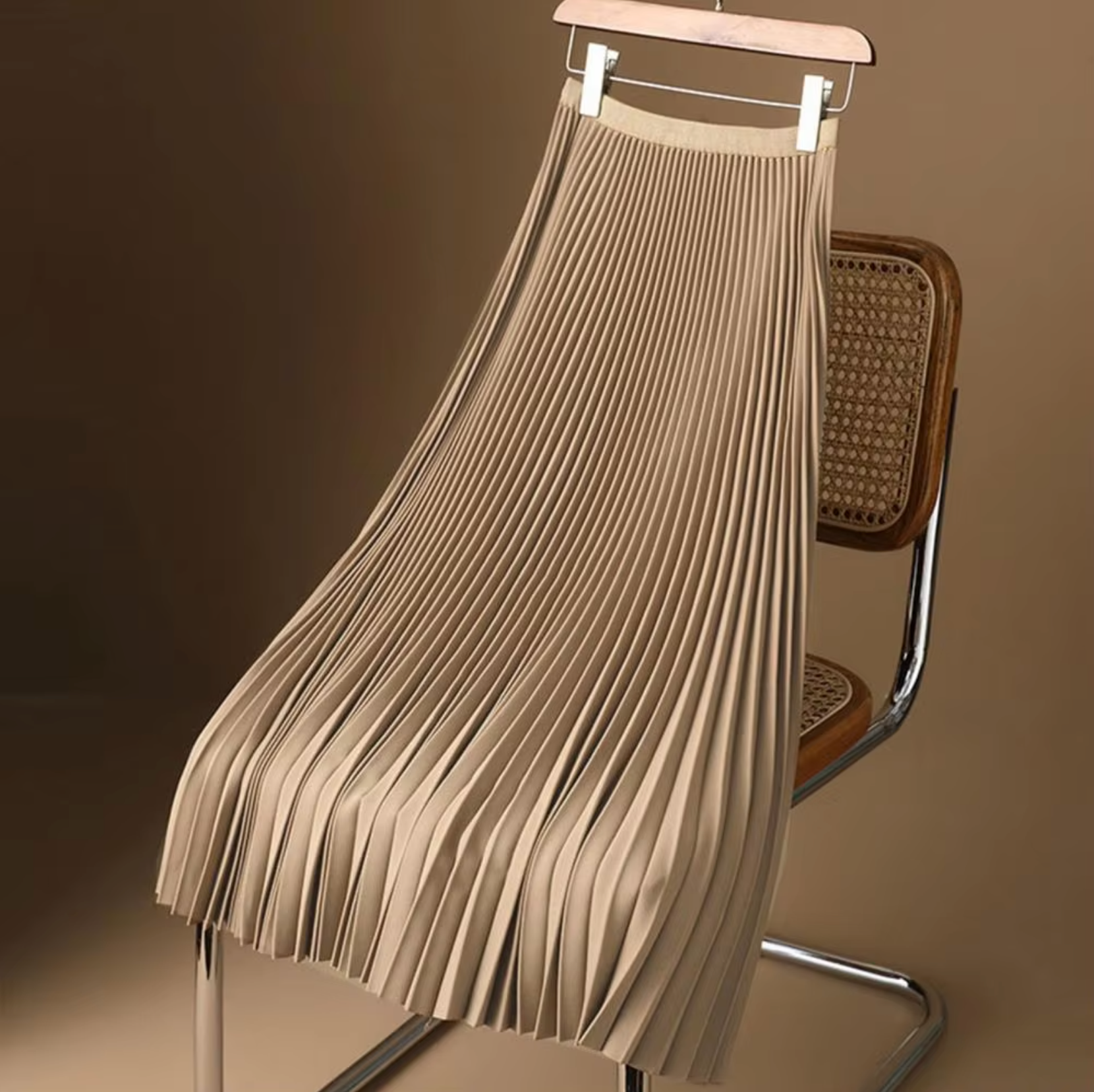 Ladies Midi Skirt - A-line Pleated - Elegant Drape - Comfortable Waistband