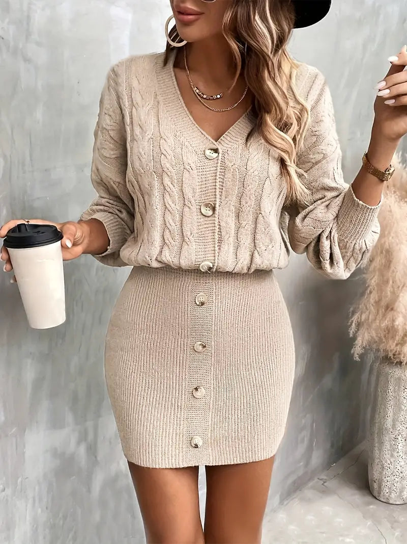 Kate | Leona Bodycon Jurk met V-Hals voor Dames