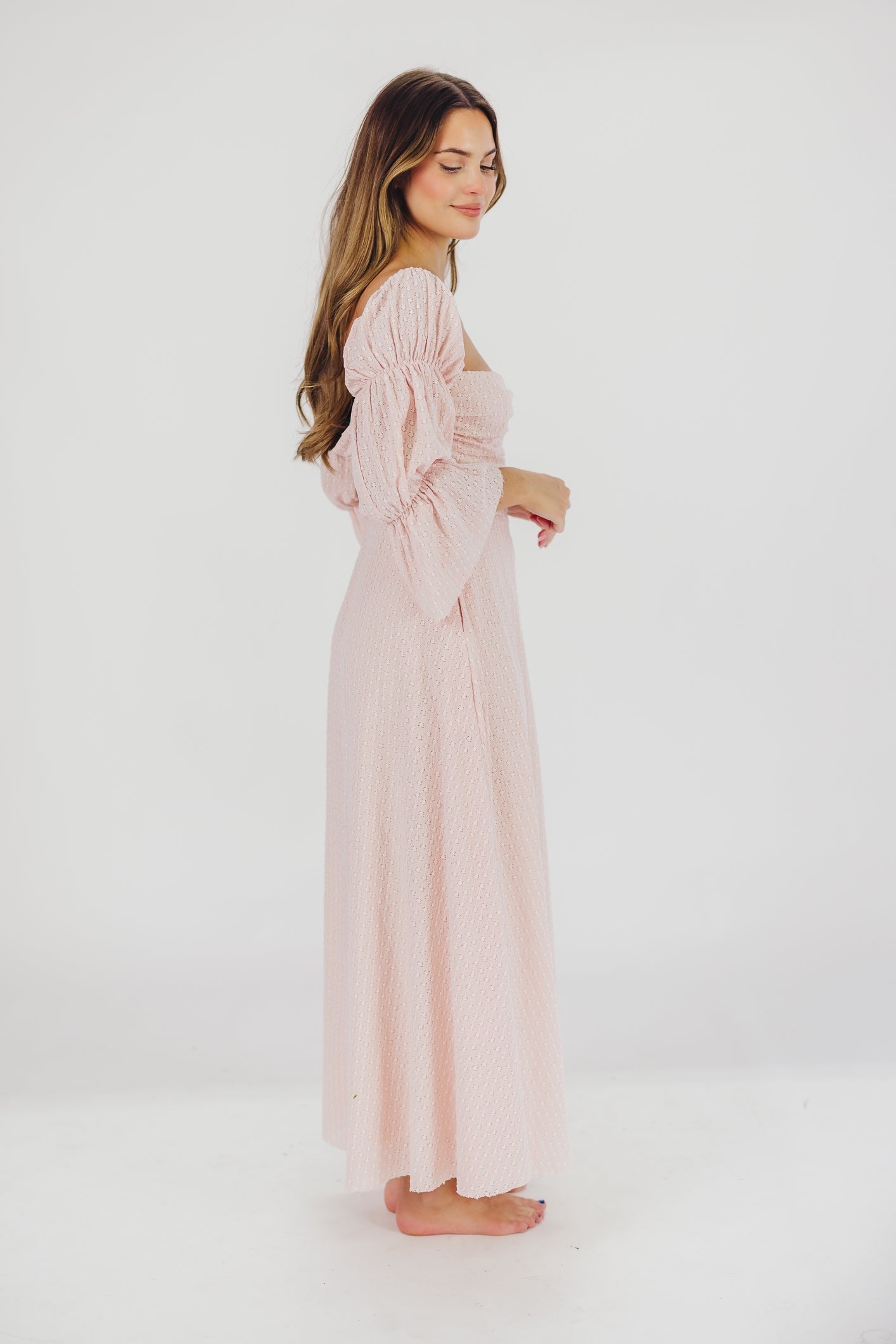 Maisie | Maxi Jurk met Ruches en Open Rug