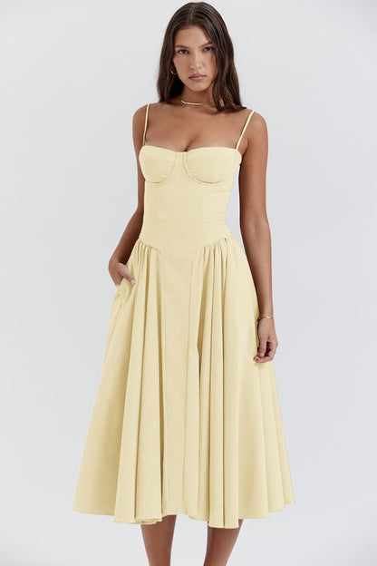 TULUM | Chic Mouwloze Midi Zomerkleed Met Corset Pasvorm