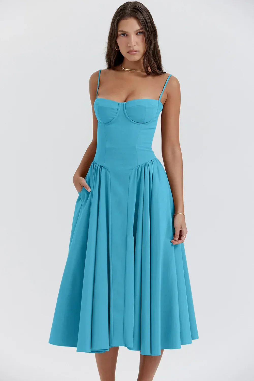 TULUM | Chic Mouwloze Midi Zomerkleed Met Corset Pasvorm