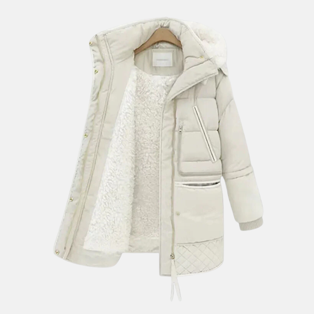 Women's Padded Coat – Oversized Fit – Lined Hood – Ribbed Cuffs – Pockets