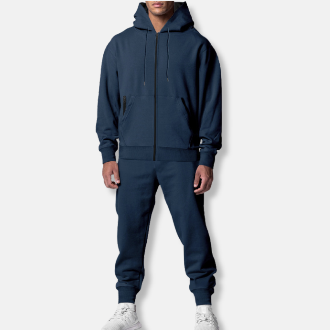 Men's Tracksuit – Hoodie with Zippered Pockets – Relaxed Fit – Ribbed Cuffs