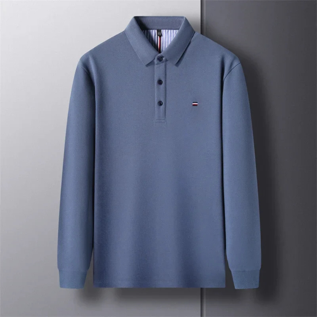 Men's Polo Shirt - Long Sleeves with Embroidery, Comfortable and Breathable
