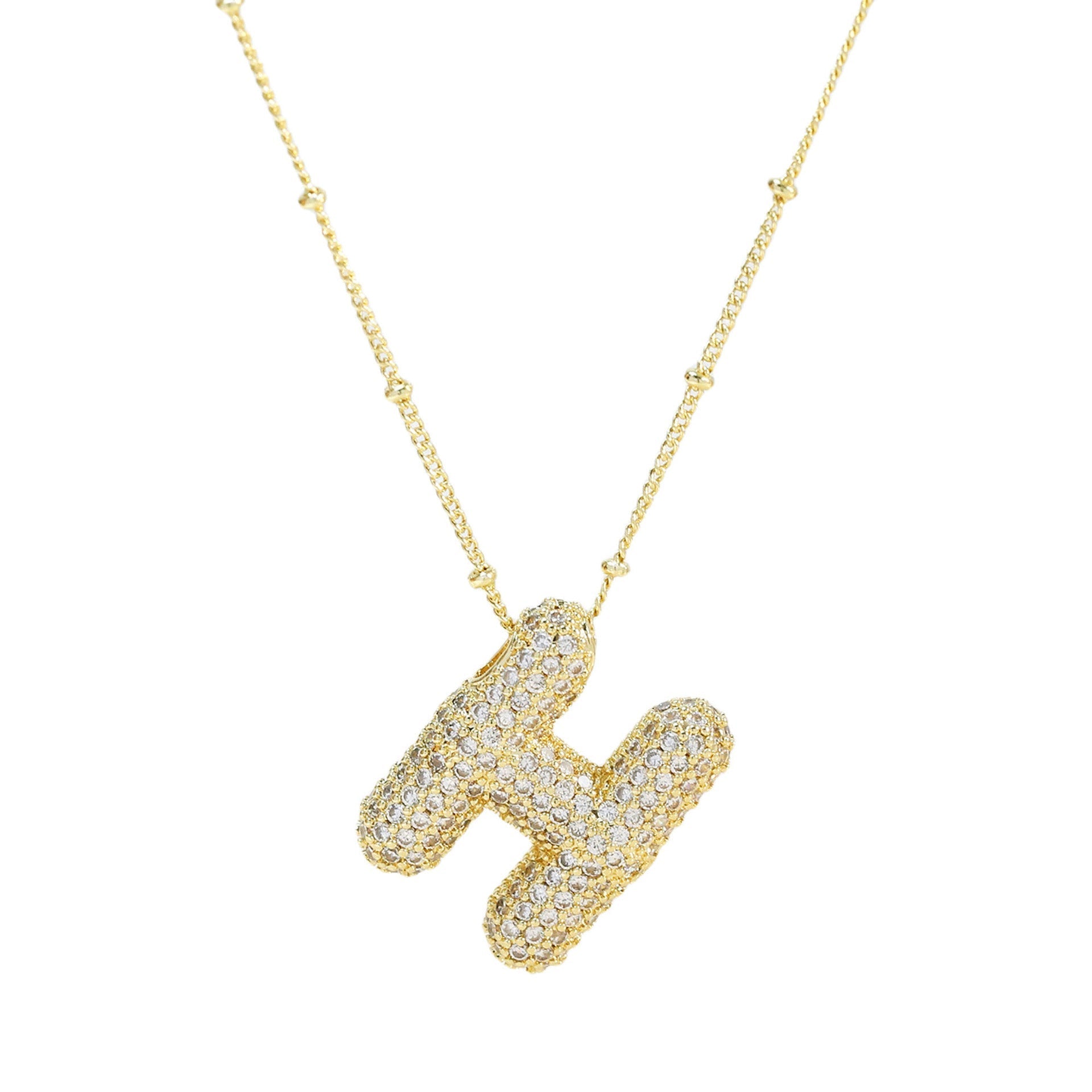 Diamond Bubble Initial Necklace