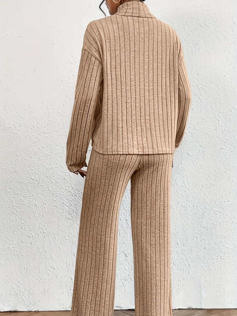 Maja – Comfortabele Set met Turtleneck Bovenkant en Flared Broek voor Dames
