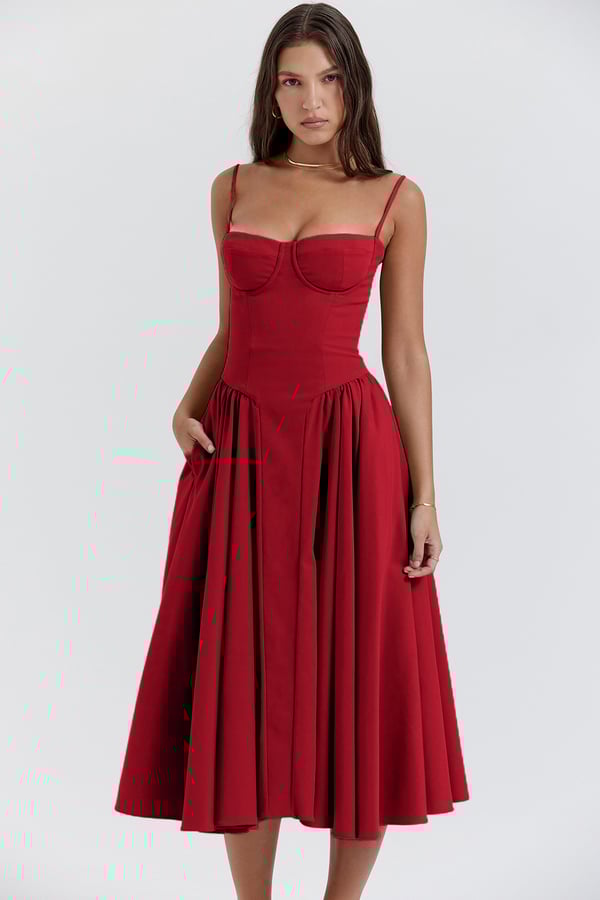 TULUM | Chic Mouwloze Midi Zomerkleed Met Corset Pasvorm
