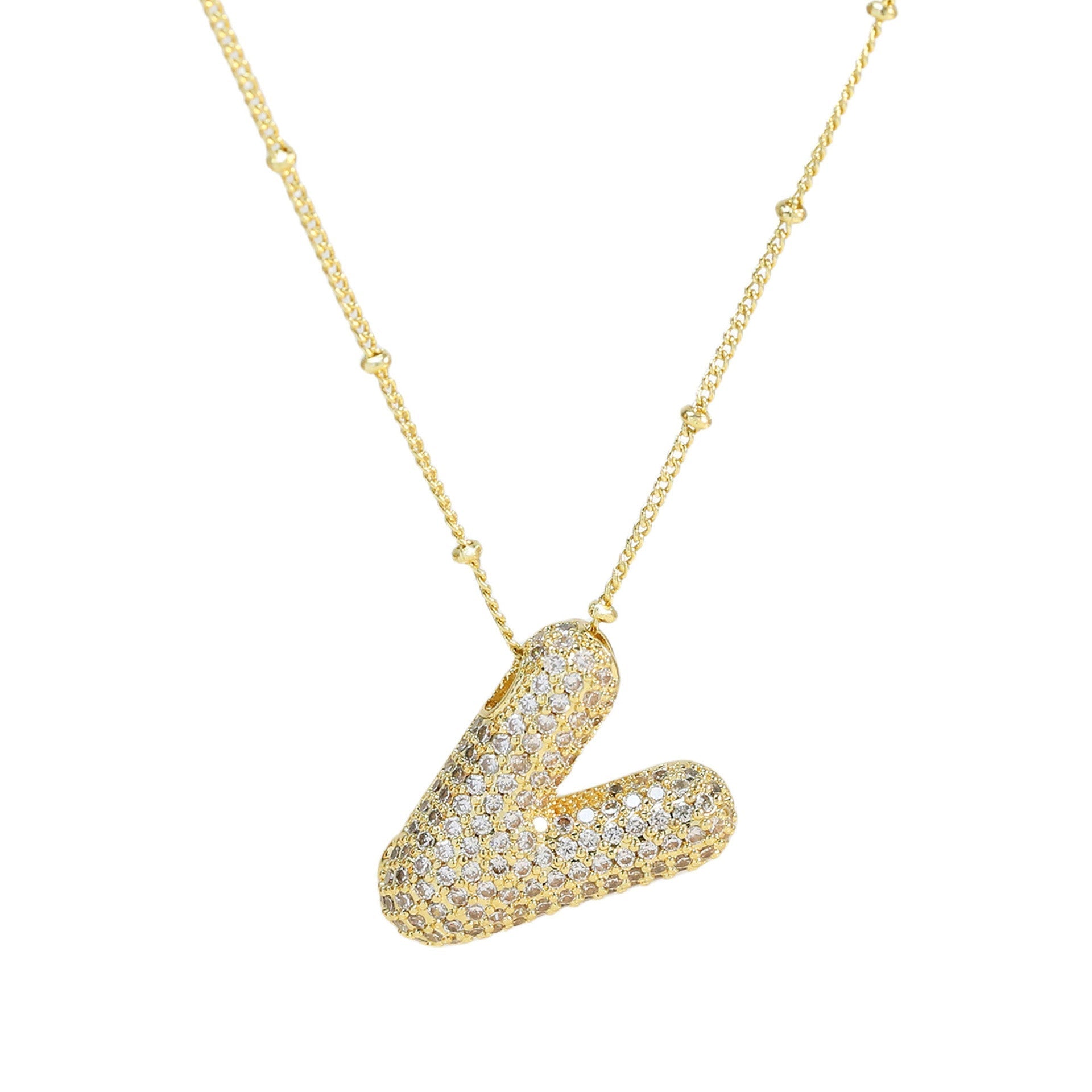 Diamond Bubble Initial Necklace