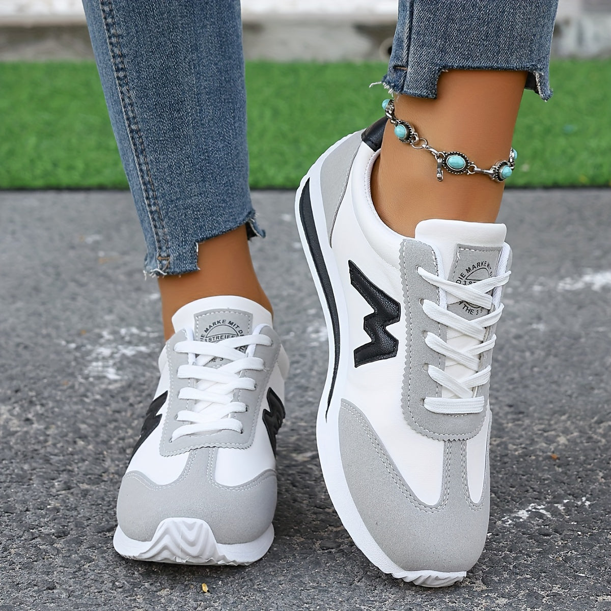 Dames Sneakers - Suède Accenten - Comfortabel - Anti-Slip Zool - Vetersluiting