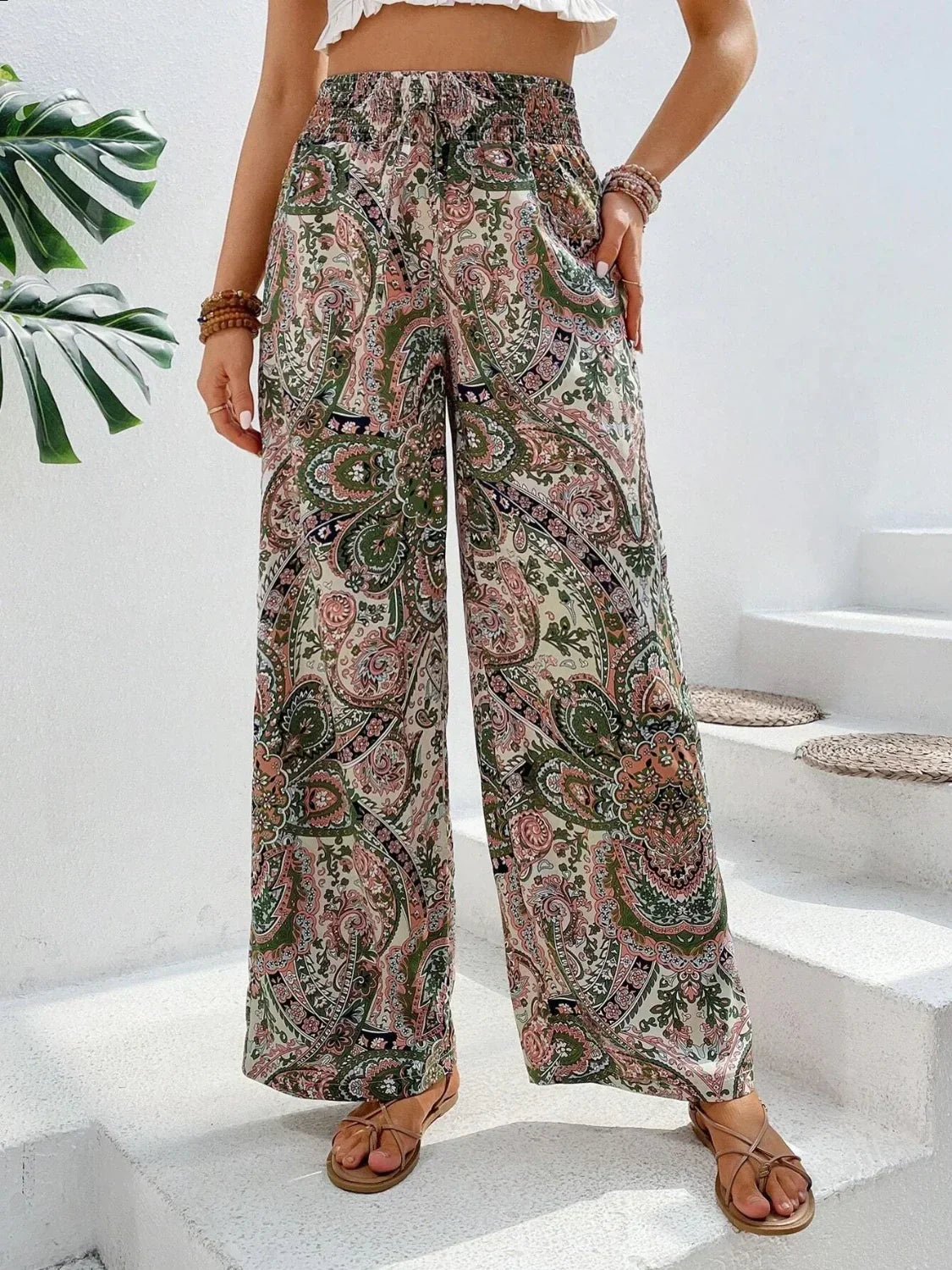 Bedrukte broek met wijde pijpen