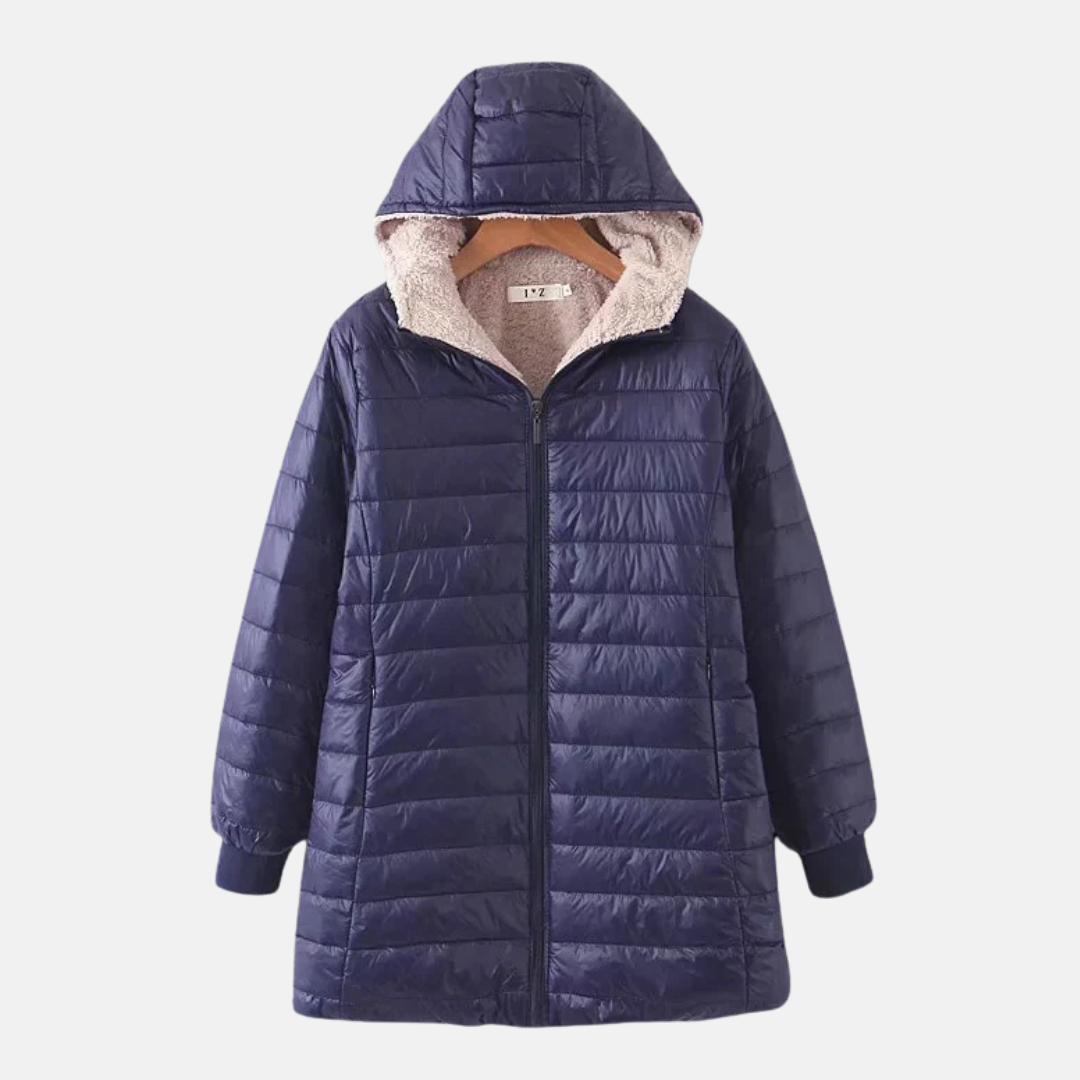 Women's Quilted Jacket – Mid-Length – Relaxed Fit – Fleece Lining – Hood