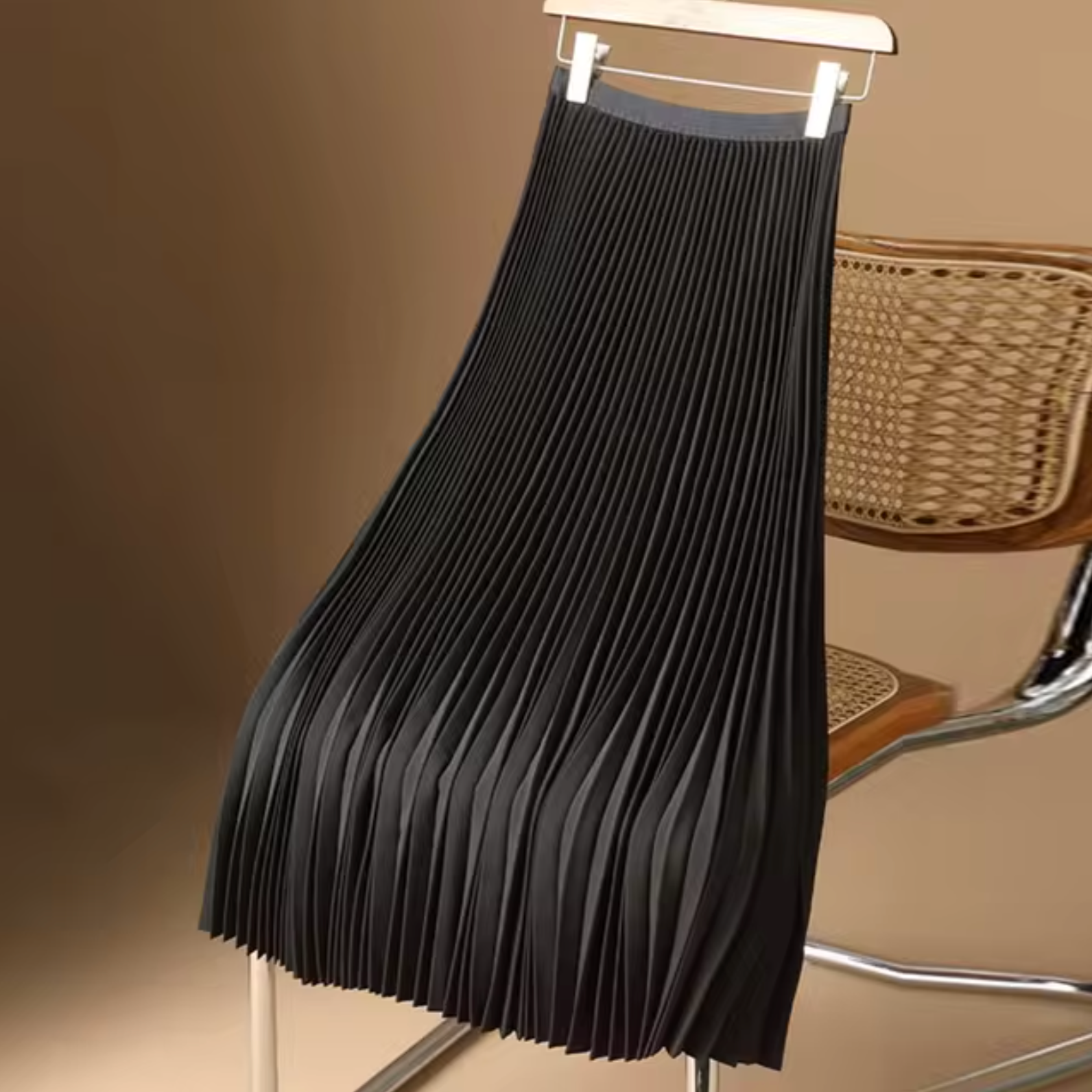 Ladies Midi Skirt - A-line Pleated - Elegant Drape - Comfortable Waistband