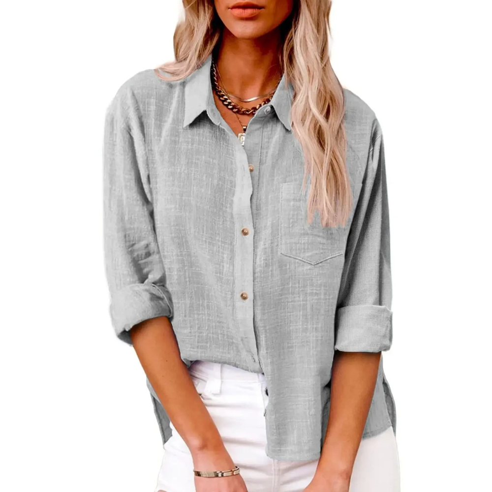 Elvira - Casual blouse met lange mouwen - Ademend katoen - Vrouwelijke pasvorm