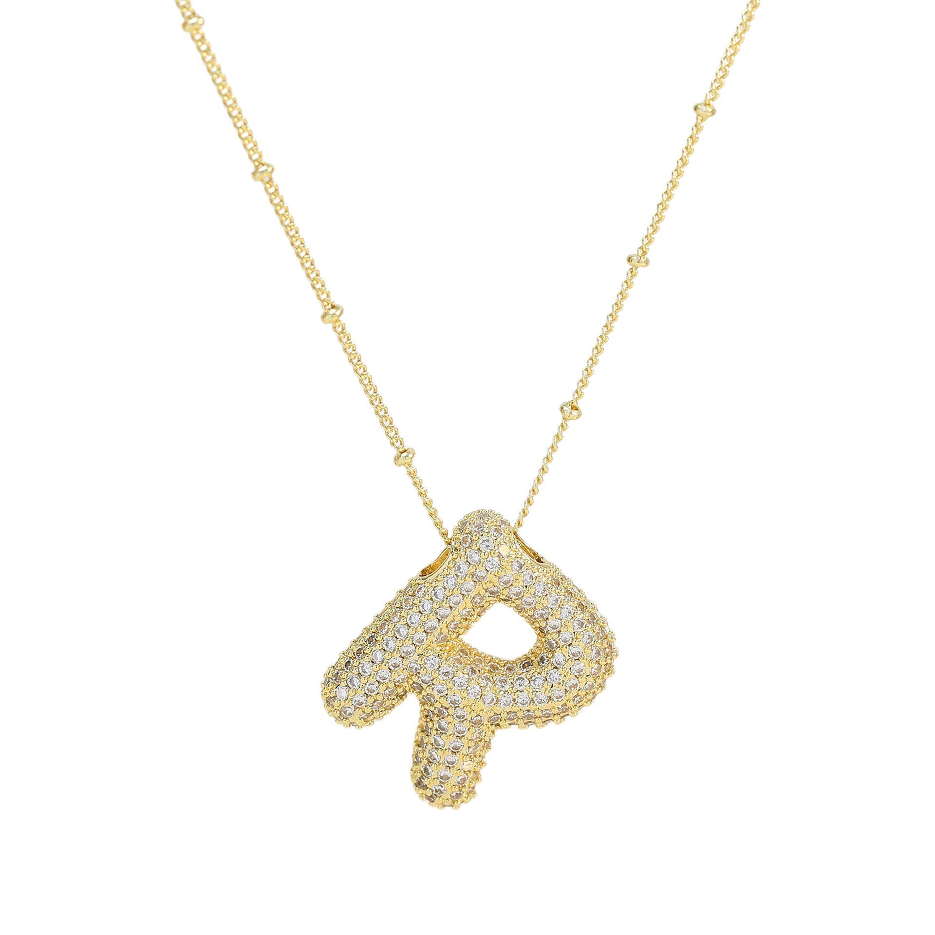 Diamond Bubble Initial Necklace