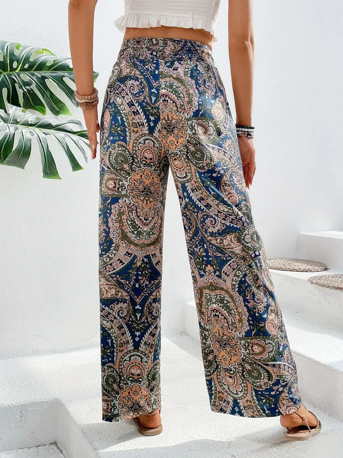 Bedrukte broek met wijde pijpen